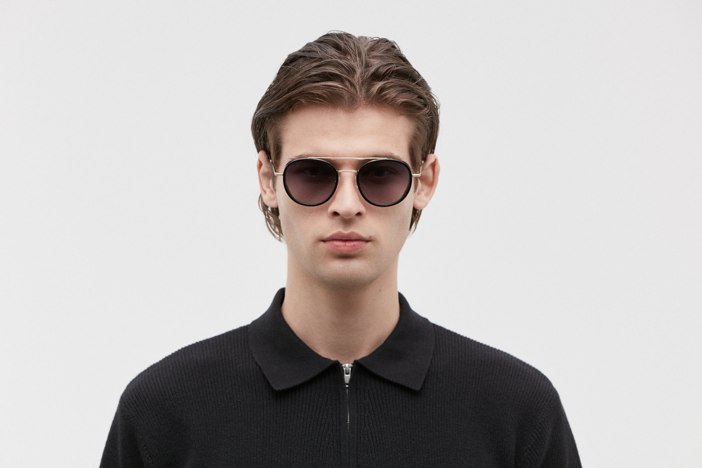 CAPRI: Redondas Acetato-Metal Noir sunglasses by GIGI STUDIOS 5495