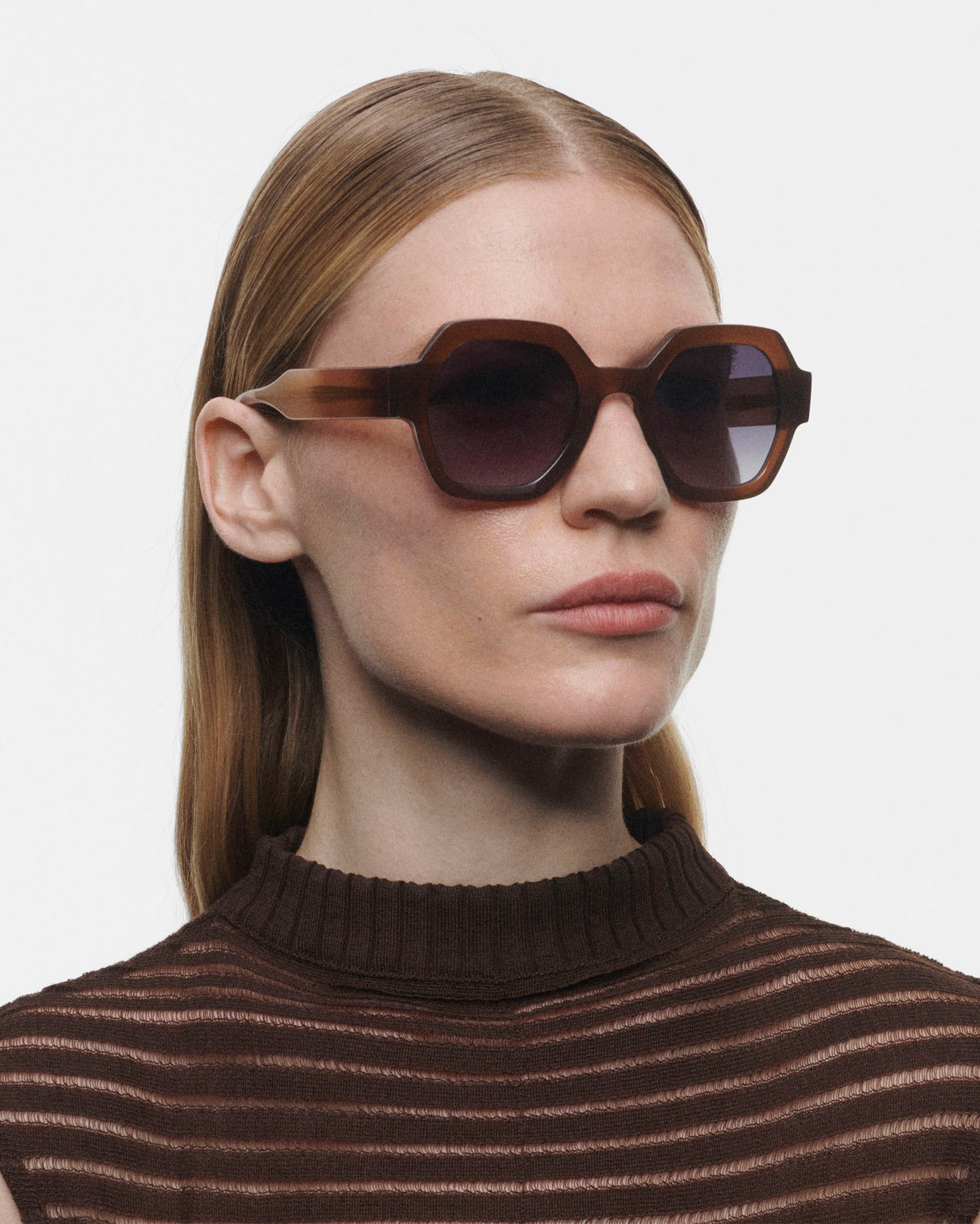 GRACE: Geométricas Acetato Marrón sunglasses by GIGI STUDIOS 3890