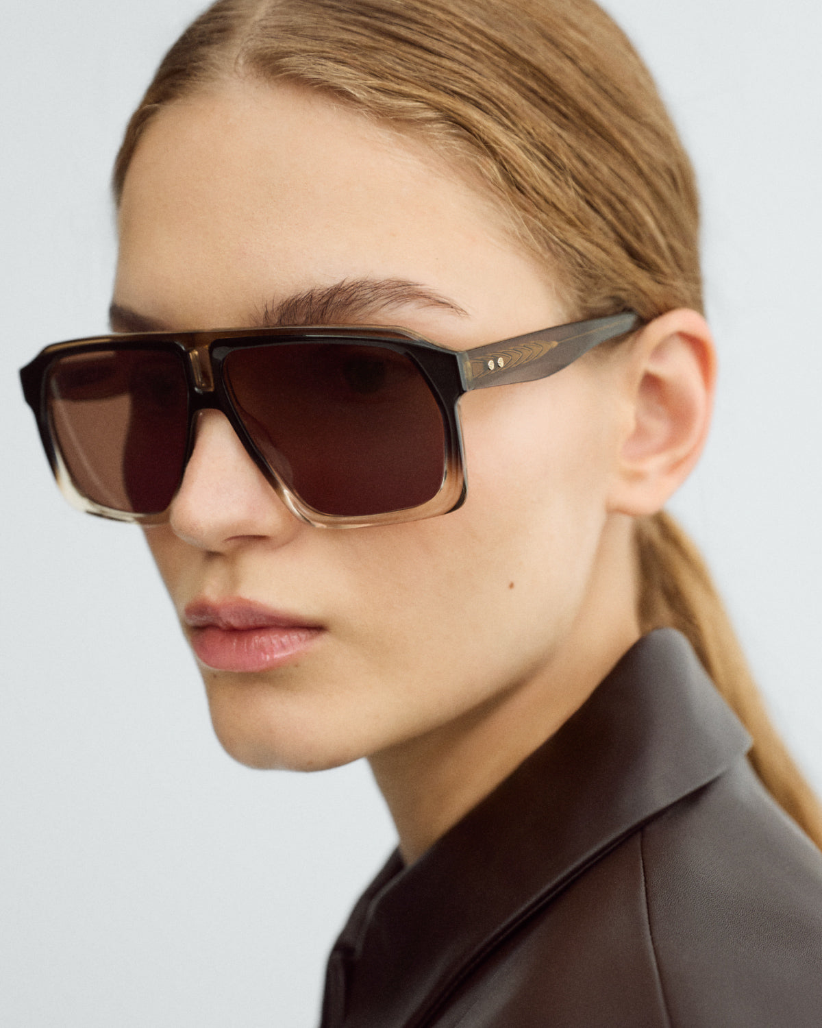 LYANNA: Aviador Acetato Marrón sunglasses by GIGI STUDIOS 9637