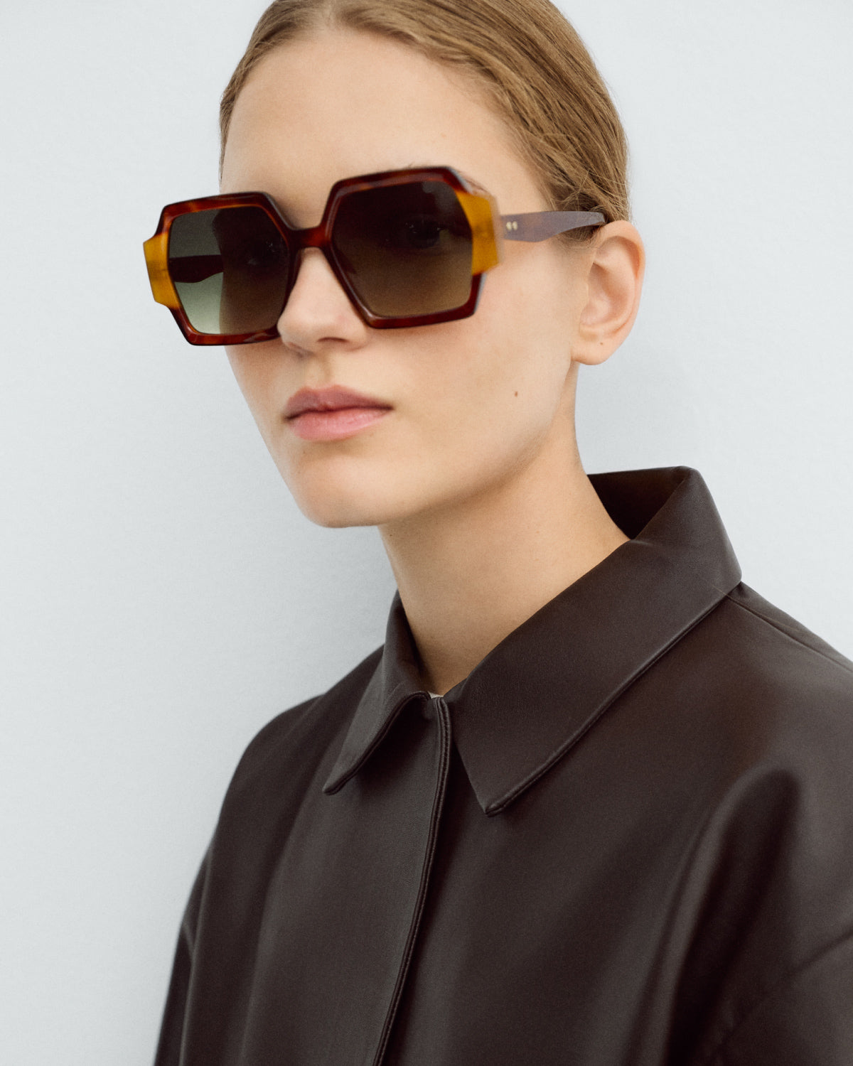 AYNE: Geométricas Acetato Havana sunglasses by GIGI STUDIOS 9640