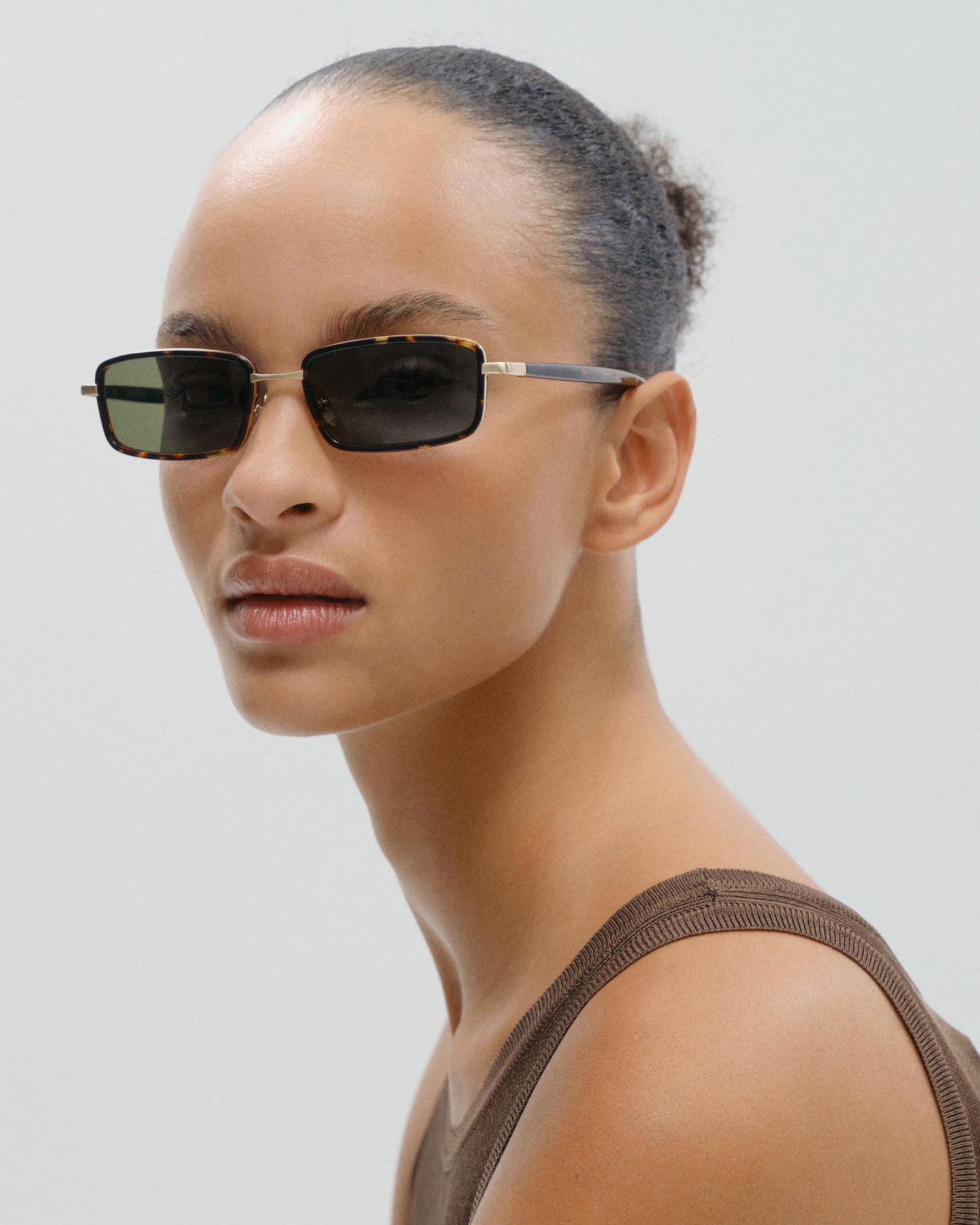 MARIEL: Tiny Acetato-Metal Havana sunglasses by GIGI STUDIOS 11471