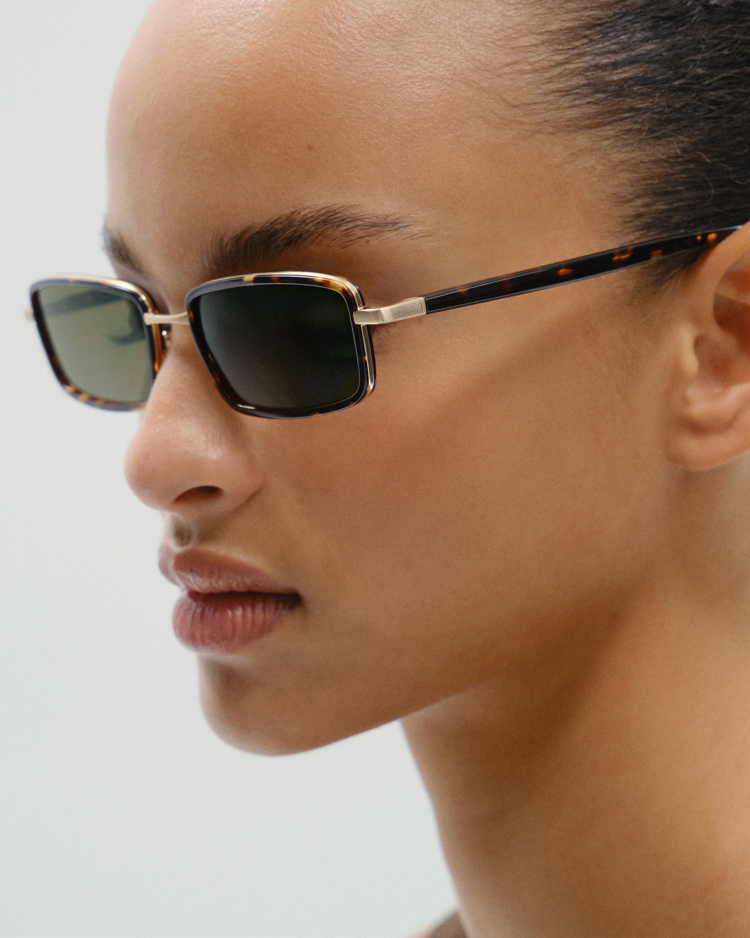 MARIEL: Tiny Acetato-Metal Havana sunglasses by GIGI STUDIOS 11472