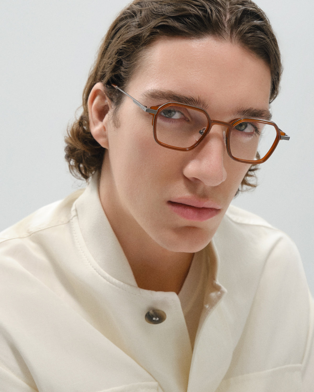 RIVEN: Geométricas Acetato-Metal Marrón optical glasses by GIGI STUDIOS 11496