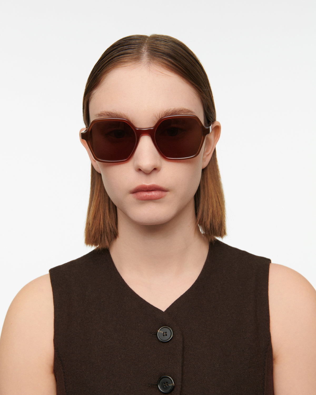 SKYLER: Geométricas Acetato Rojo sunglasses by GIGI STUDIOS 7769