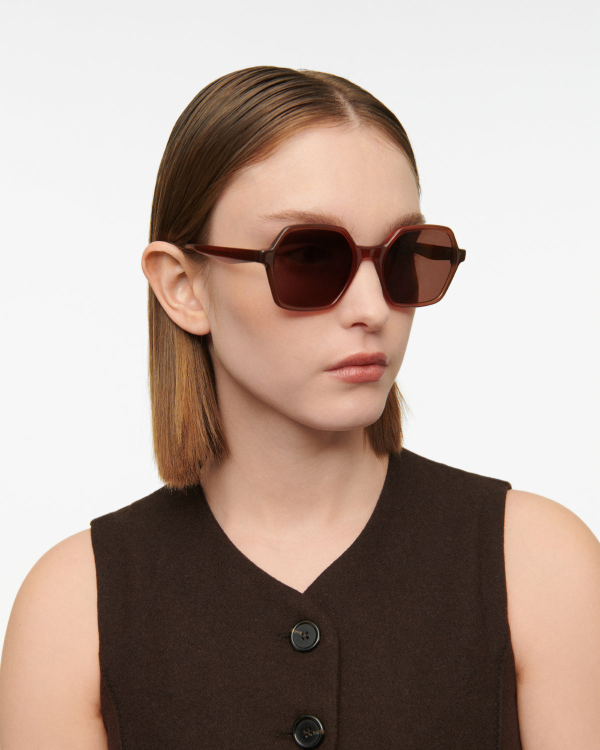SKYLER: Geométricas Acetato Rojo sunglasses by GIGI STUDIOS 7770