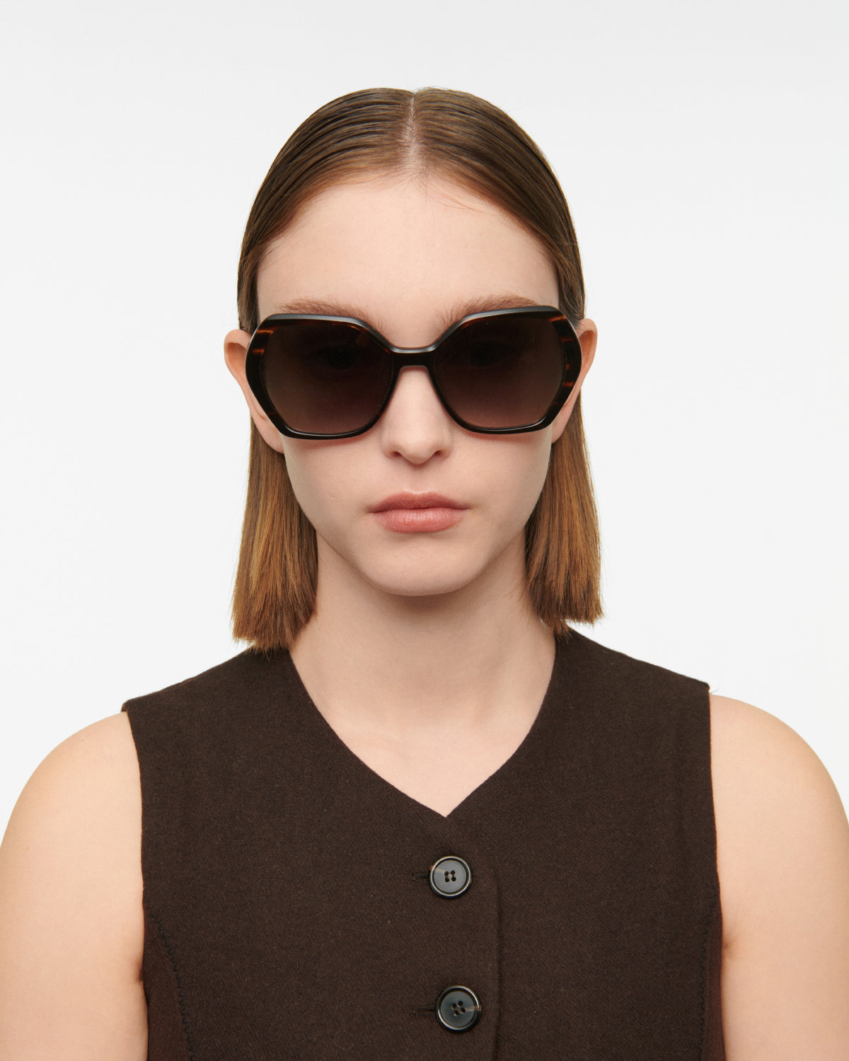 THADEUS: Geométricas Acetato Havana sunglasses by GIGI STUDIOS 7828