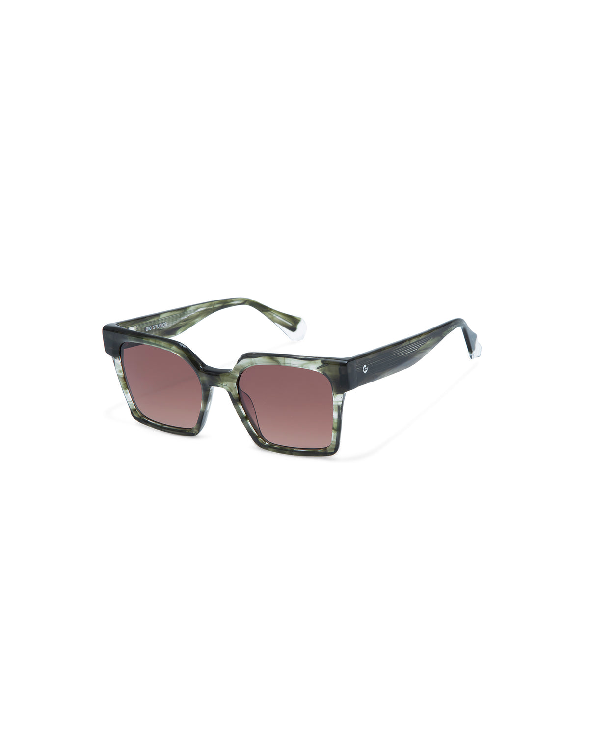 CASSIUS: Geométricas Acetato Verde sunglasses by GIGI STUDIOS 4263
